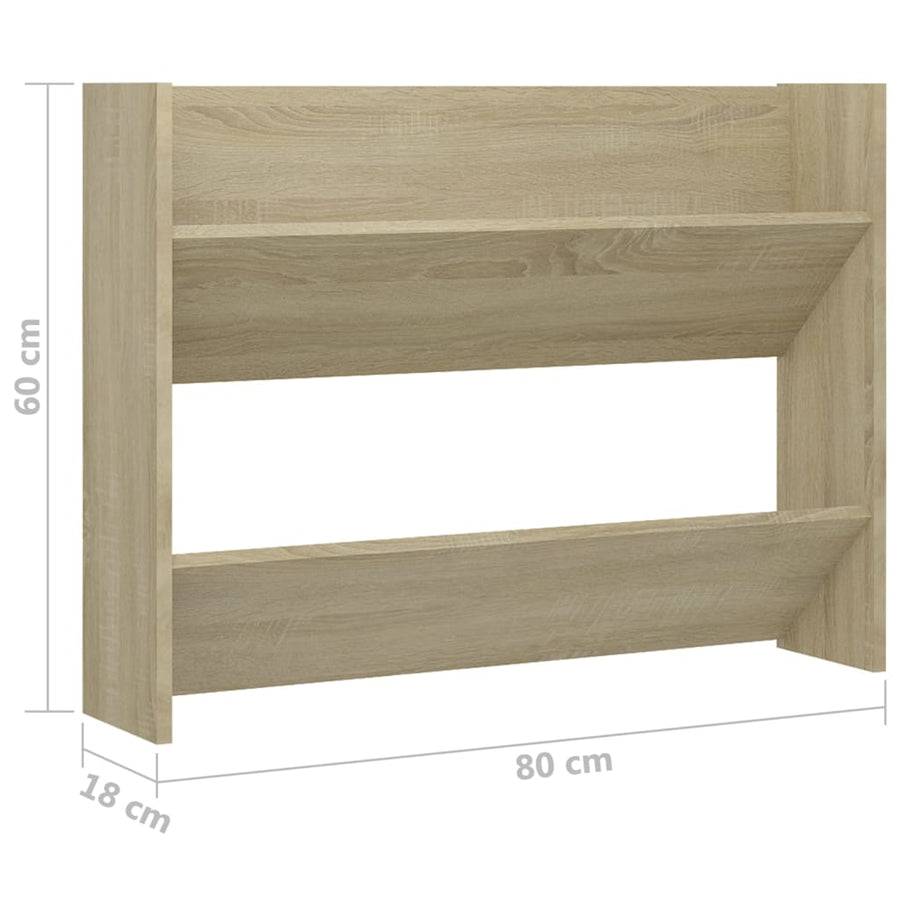 Wandschoenenkasten 2 st 80x18x60 cm spaanplaat sonoma eiken