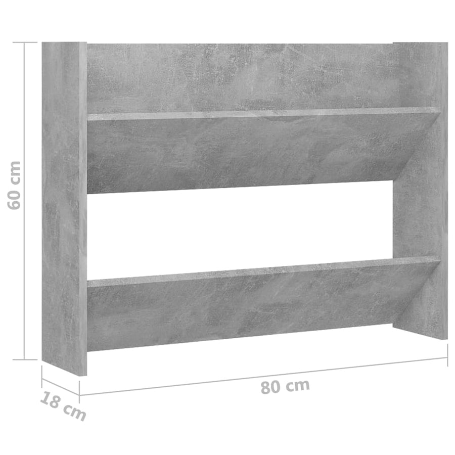 Wandschoenenkast 80X18X60 Cm Spaanplaat Betongrijs 80 x 18 x 60 cm