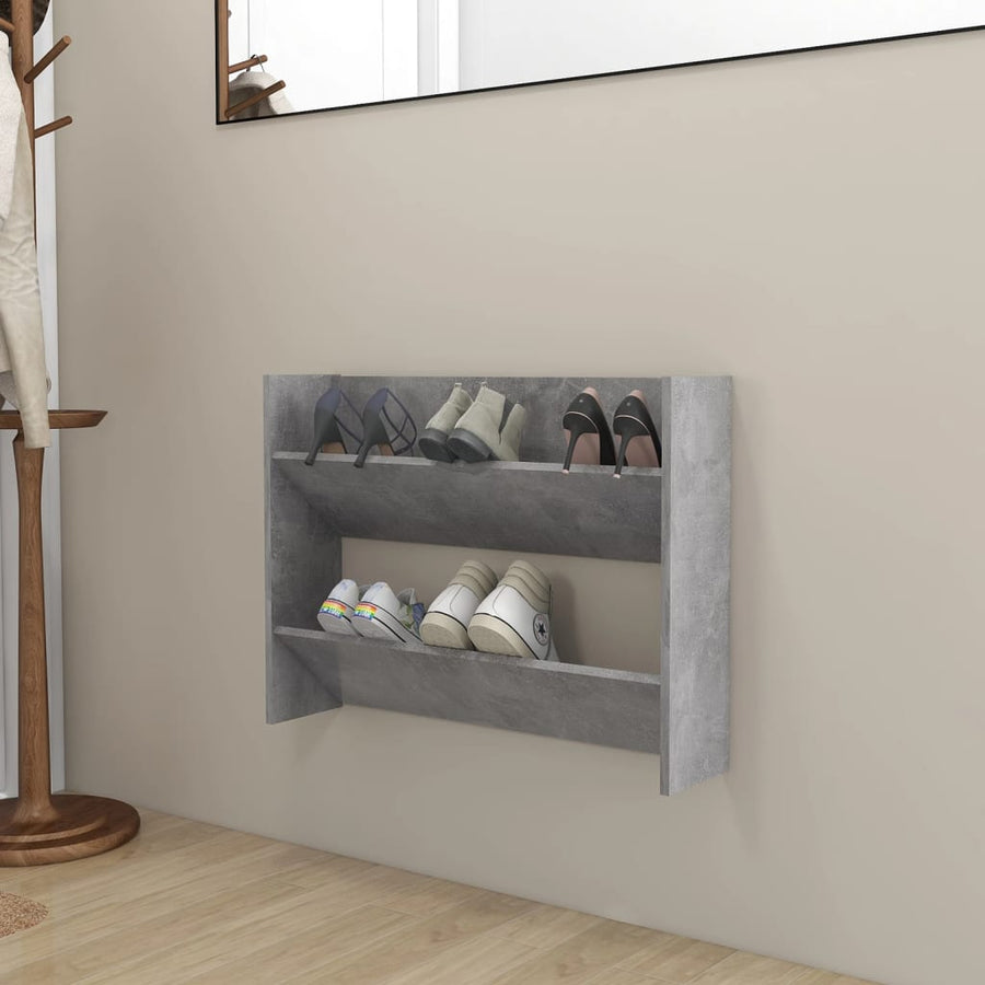Wandschoenenkast 80X18X60 Cm Spaanplaat Betongrijs 80 x 18 x 60 cm
