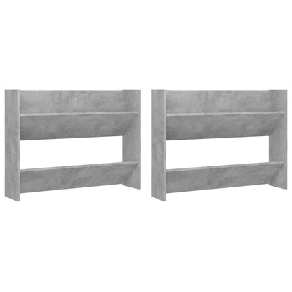 Wandschoenenkasten 2 st 80x18x60 cm spaanplaat betongrijs