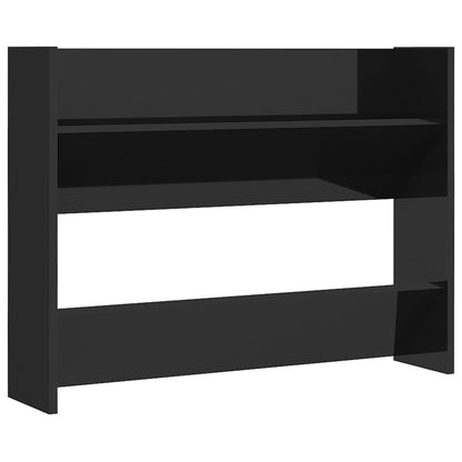 Wandschoenenkast Spaanplaat Hoogglans Zwart 1 80 x 18 x 60 cm