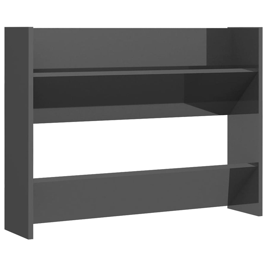 Wandschoenenkast 80x18x60 cm bewerkt hout hoogglans grijs