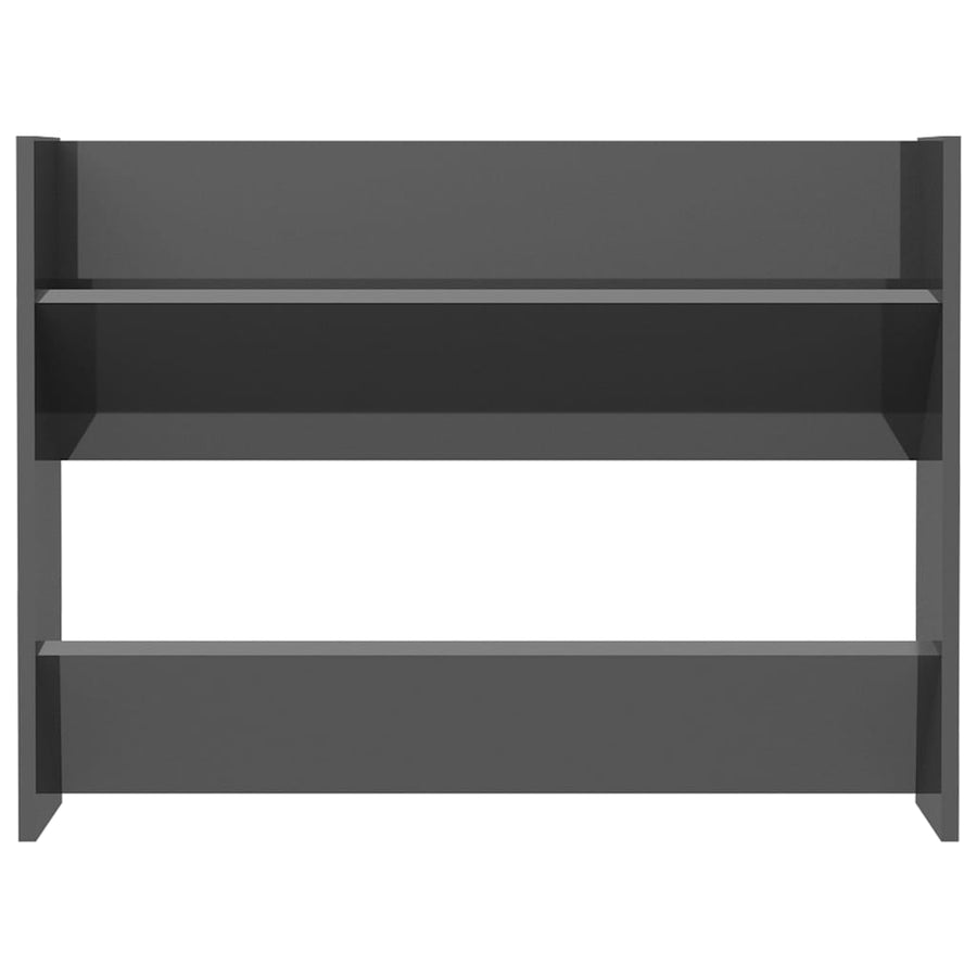 Wandschoenenkast 80x18x60 cm bewerkt hout hoogglans grijs