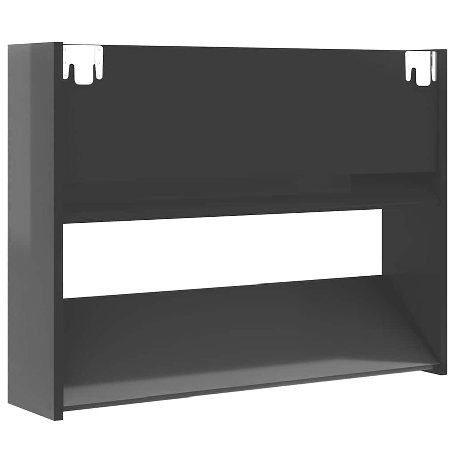 Wandschoenenkast 80x18x60 cm bewerkt hout hoogglans grijs