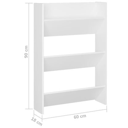 Wandschoenenkast 60x18x90 cm spaanplaat wit