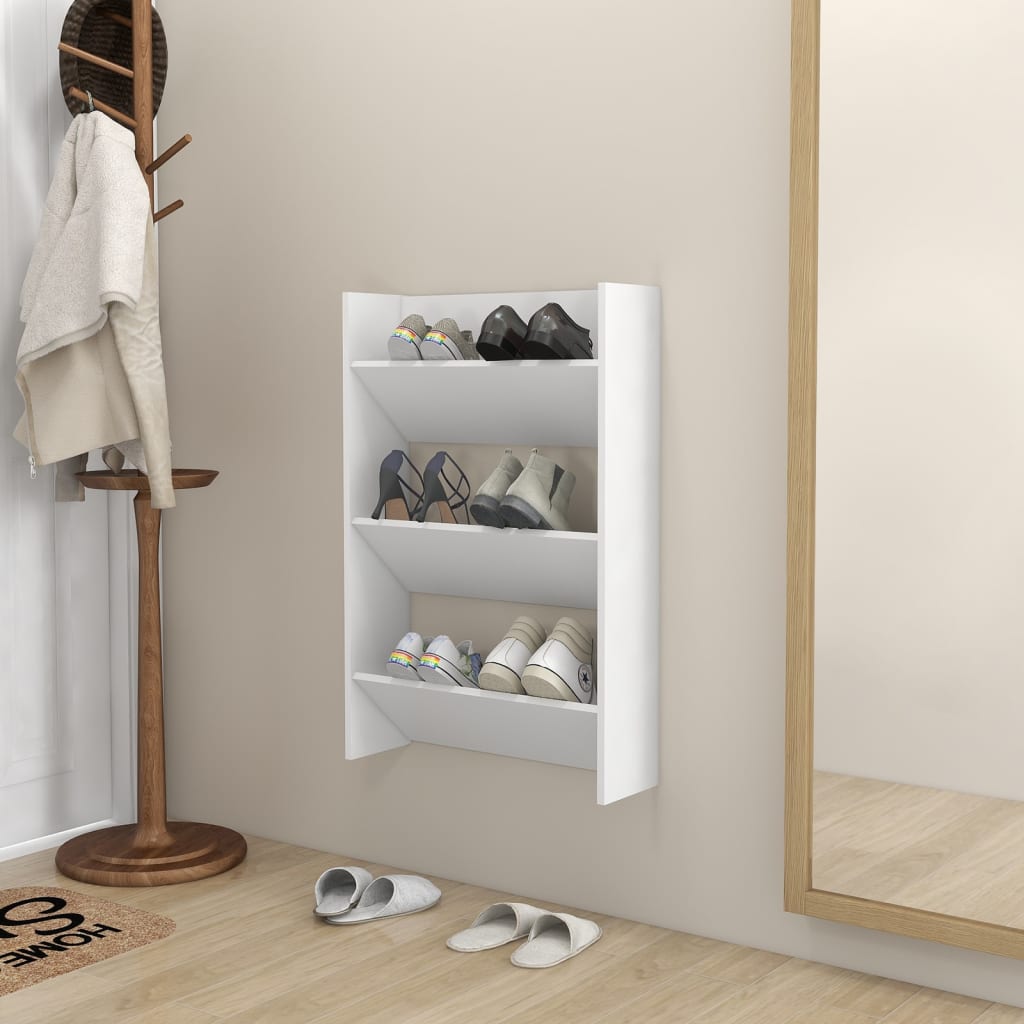 Wandschoenenkast 60x18x90 cm spaanplaat wit