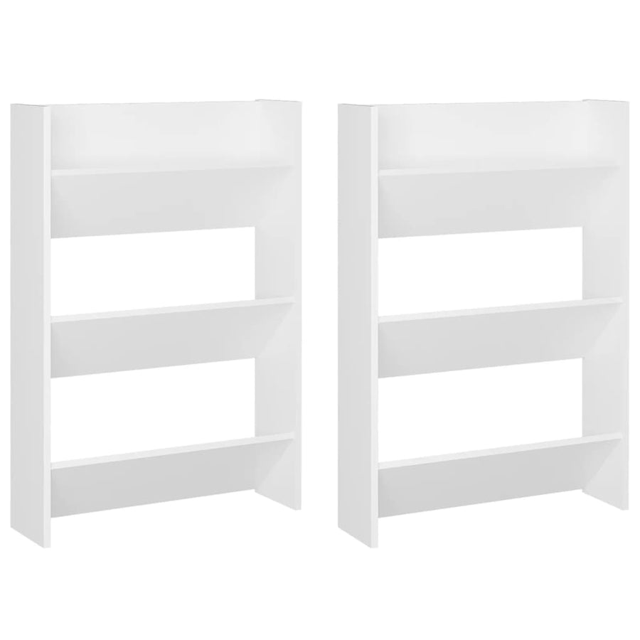 Wandschoenenkasten 2 st 60x18x90 cm spaanplaat wit