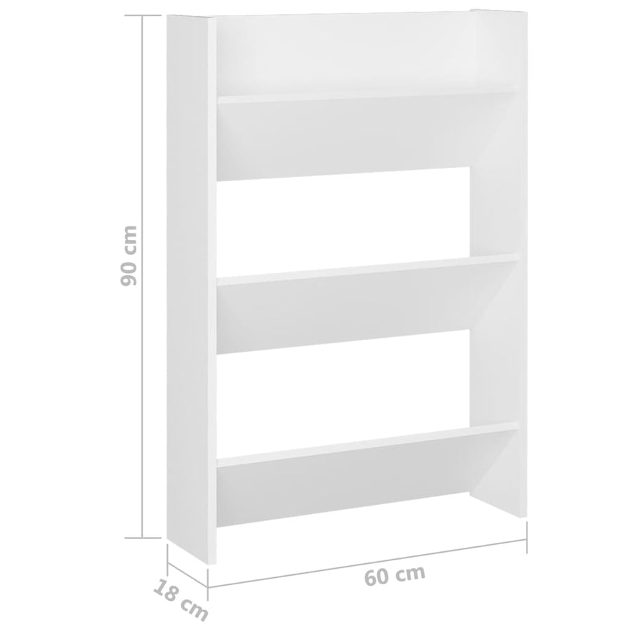 Wandschoenenkasten 2 st 60x18x90 cm spaanplaat wit