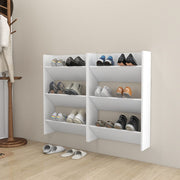 Schoenenkasten 2 st 60x18x90 cm spaanplaat wit