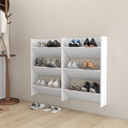 Wandschoenenkasten 2 st 60x18x90 cm spaanplaat wit