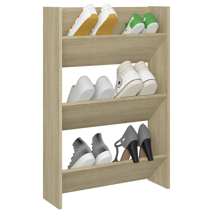Wandschoenenkast 60x18x90 cm spaanplaat sonoma eikenkleurig