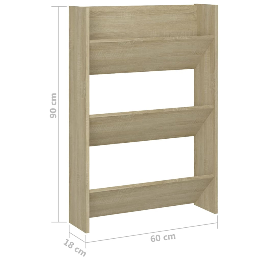 Wandschoenenkast 60x18x90 cm spaanplaat sonoma eikenkleurig