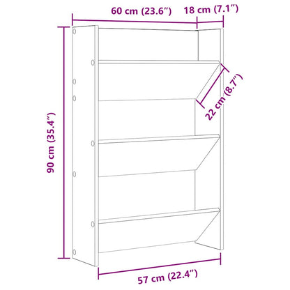 Wandschoenenkast 60x18x90 cm spaanplaat sonoma eikenkleurig