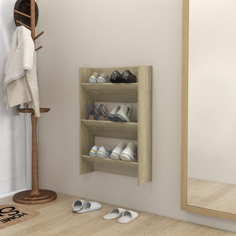 Wandschoenenkast 60x18x90 cm spaanplaat sonoma eikenkleurig