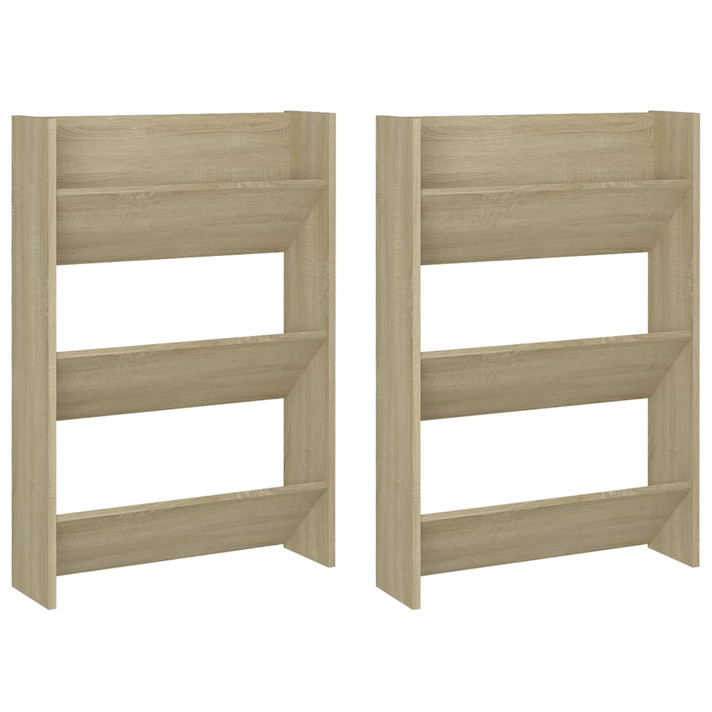Wandschoenenkasten 2 st 60x18x90 cm spaanplaat sonoma eiken