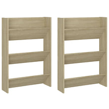 Wandschoenenkasten 2 st 60x18x90 cm spaanplaat sonoma eiken