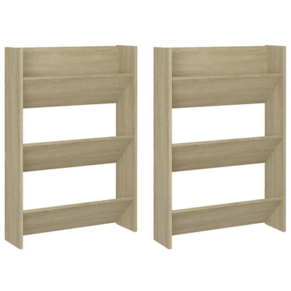 Wandschoenenkasten 2 st 60x18x90 cm spaanplaat sonoma eiken