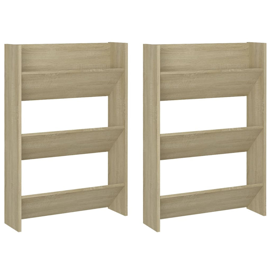 Wandschoenenkasten 2 st 60x18x90 cm spaanplaat sonoma eiken