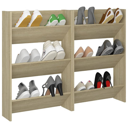 Wandschoenenkasten 2 st 60x18x90 cm spaanplaat sonoma eiken