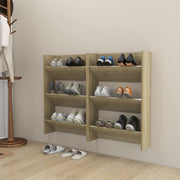 Wandschoenenkasten set 2 st 60x18x90 cm spaanplaat sonoma eiken