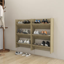 Wandschoenenkasten 2 st 60x18x90 cm spaanplaat sonoma eiken