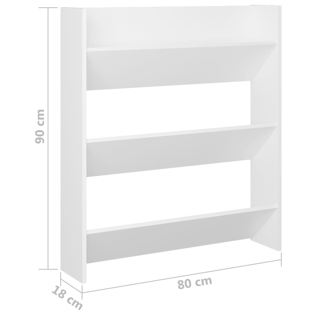 Wandschoenenkast Spaanplaat Wit 1 80 x 18 x 90 cm