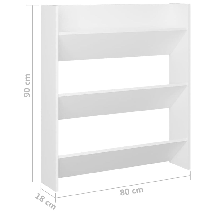 Wandschoenenkast Spaanplaat Wit 1 80 x 18 x 90 cm
