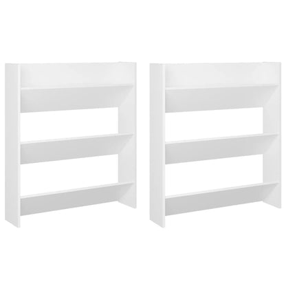 Wandschoenenkasten 2 st 80x18x90 cm spaanplaat wit