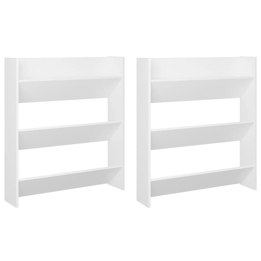 Wandschoenenkasten 2 st 80x18x90 cm spaanplaat wit