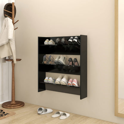 Wandschoenenkast Spaanplaat Zwart 1 80 x 18 x 90 cm