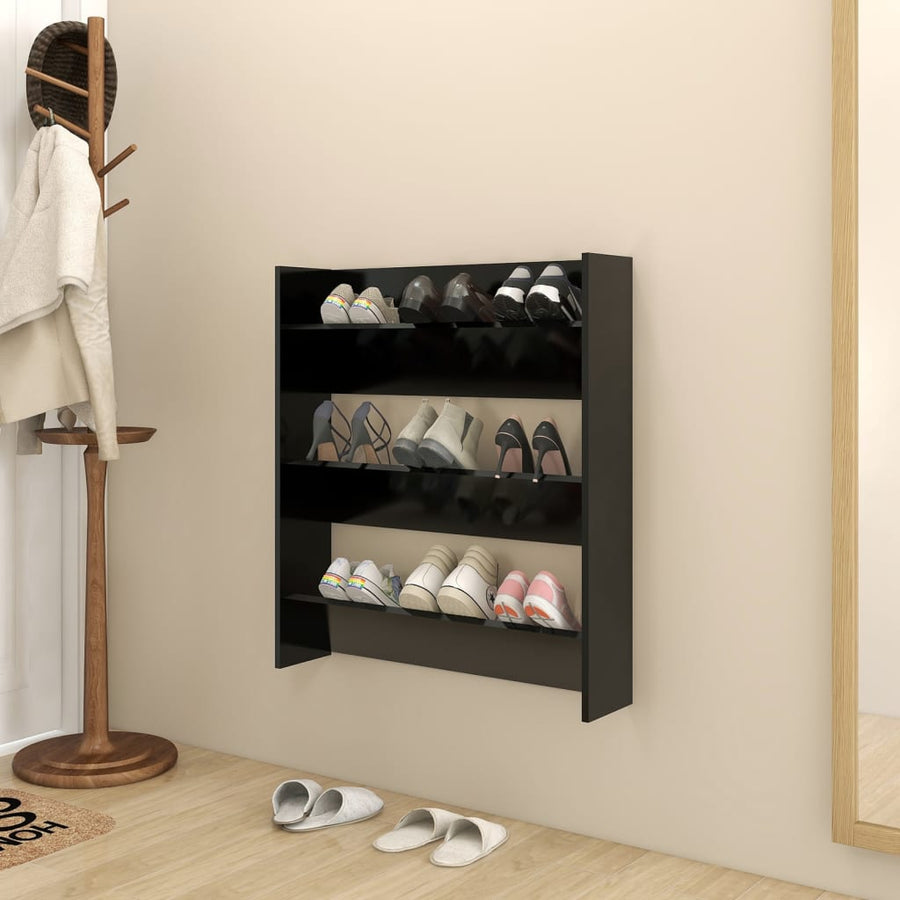 Wandschoenenkast Spaanplaat Zwart 1 80 x 18 x 90 cm