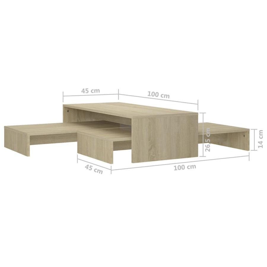 Salontafelset 00X00X26,5 Cm Spaanplaat Kleurig Sonoma eiken