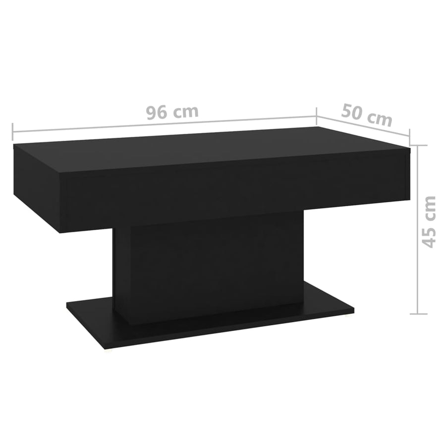 Salontafel 96x50x45 cm spaanplaat zwart Zwart