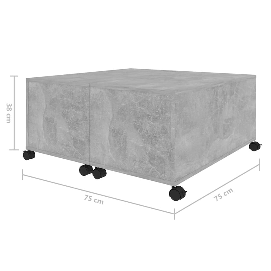 Salontafel 75x75x38 cm bewerkt hout betongrijs