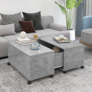 Coffee table 75x75x38 cm treated wood concrete grey