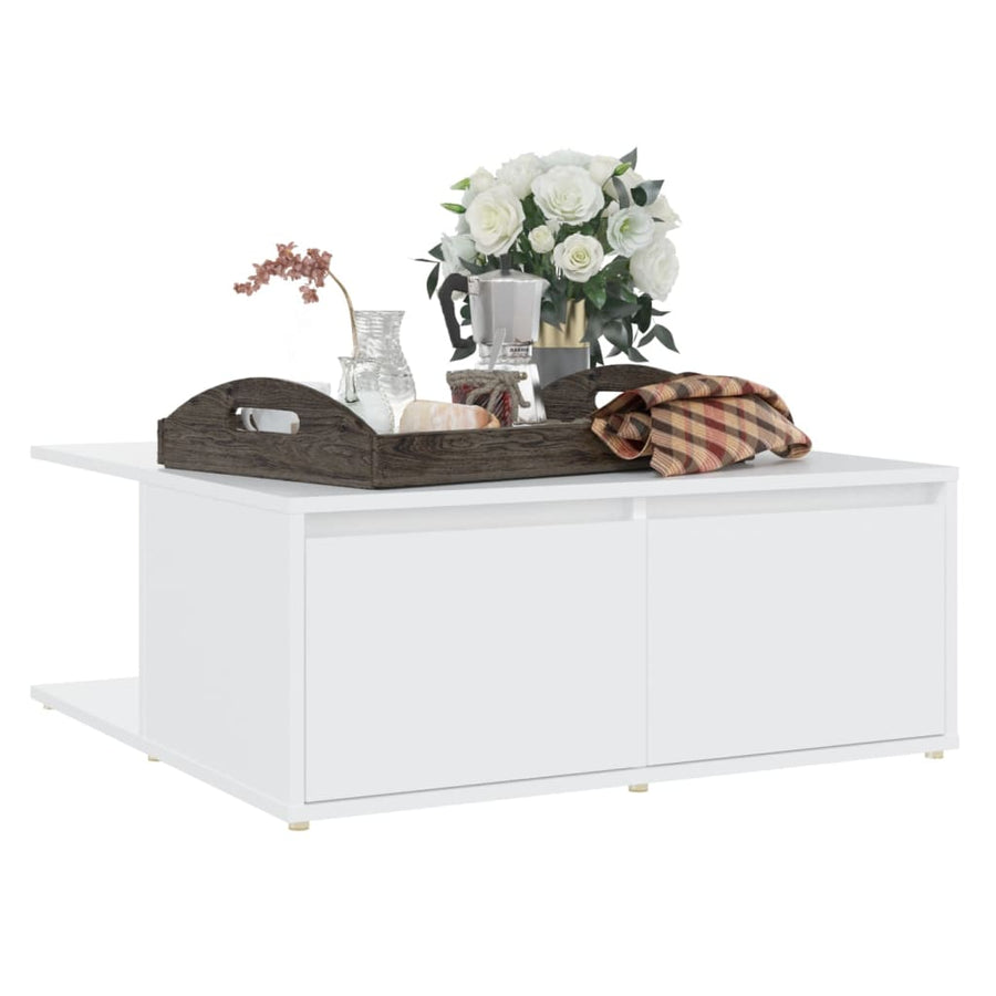 Salontafel 80x80x31 cm bewerkt hout wit