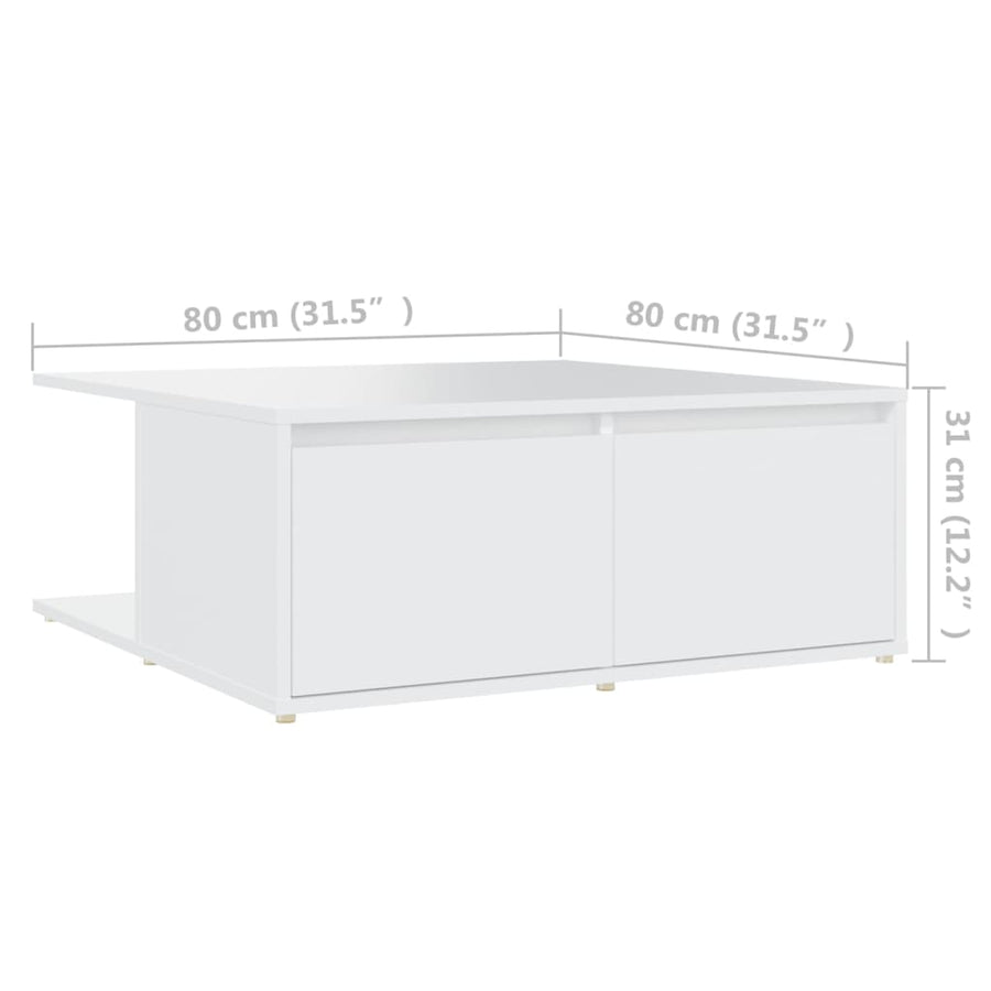 Salontafel 80x80x31 cm bewerkt hout wit