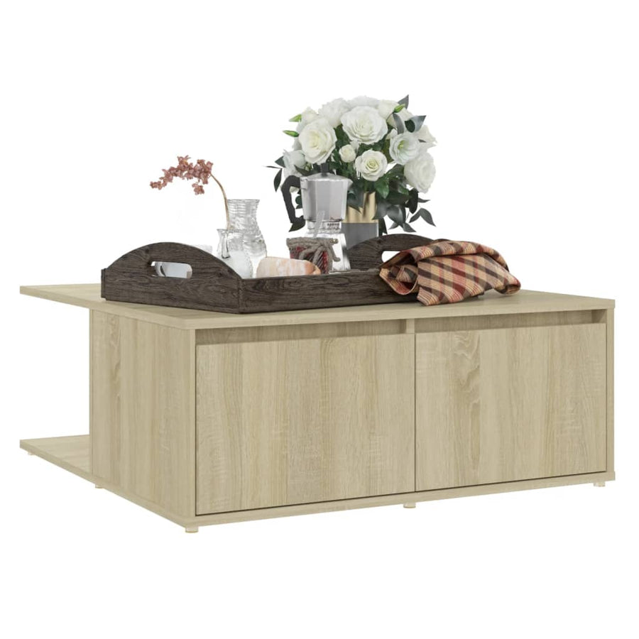 Salontafel 80X80X3 Cm Spaanplaat Kleurig Sonoma eiken