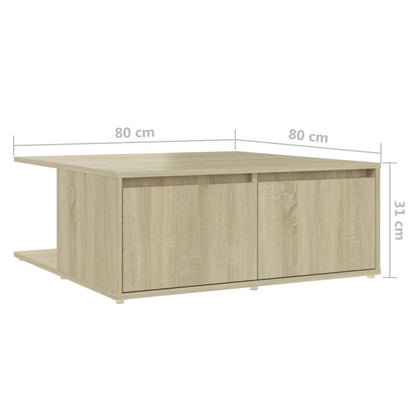 Salontafel 80X80X3 Cm Spaanplaat Kleurig Sonoma eiken