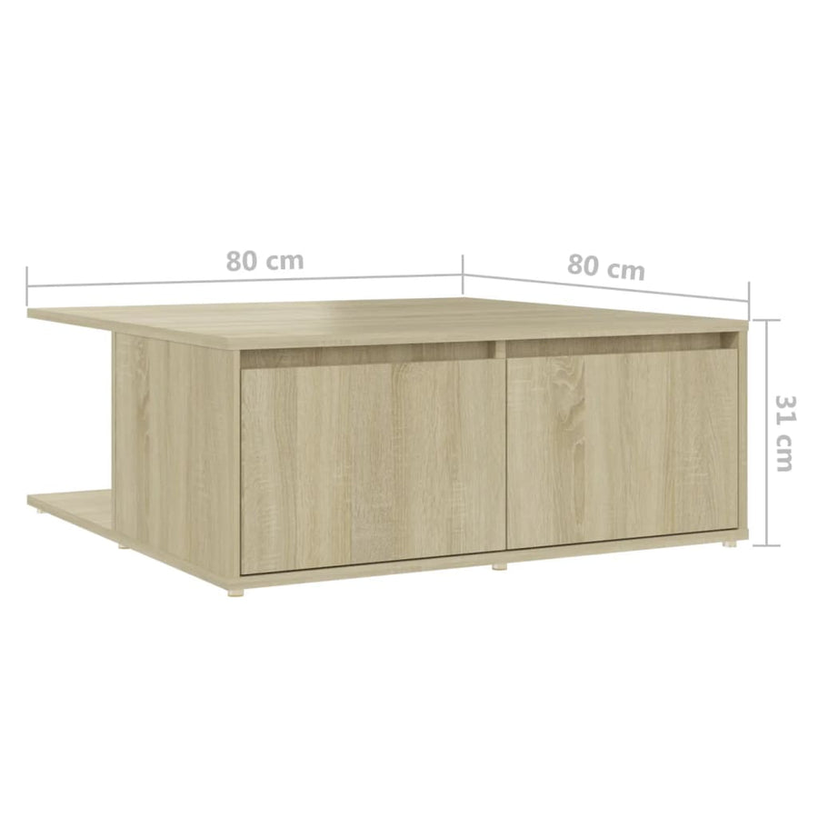 Salontafel 80X80X3 Cm Spaanplaat Kleurig Sonoma eiken