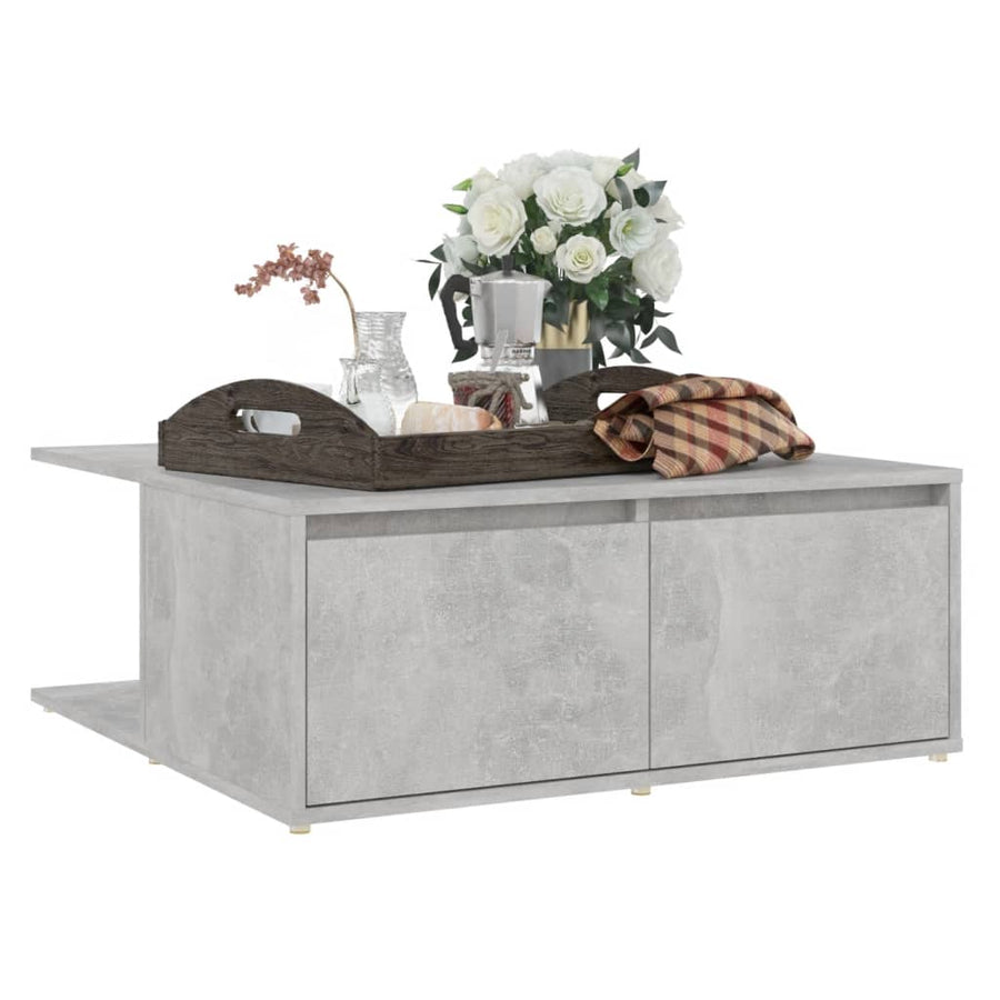 Salontafel 80x80x31 cm bewerkt hout betongrijs