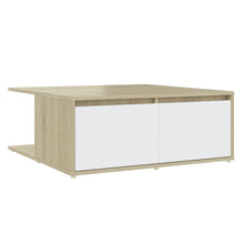 Salontafel 80X80X3 Cm Spaanplaat Kleurig Wit en sonoma eiken