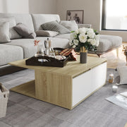 Salontafel 80x80x31 cm spaanplaat wit sonoma eiken