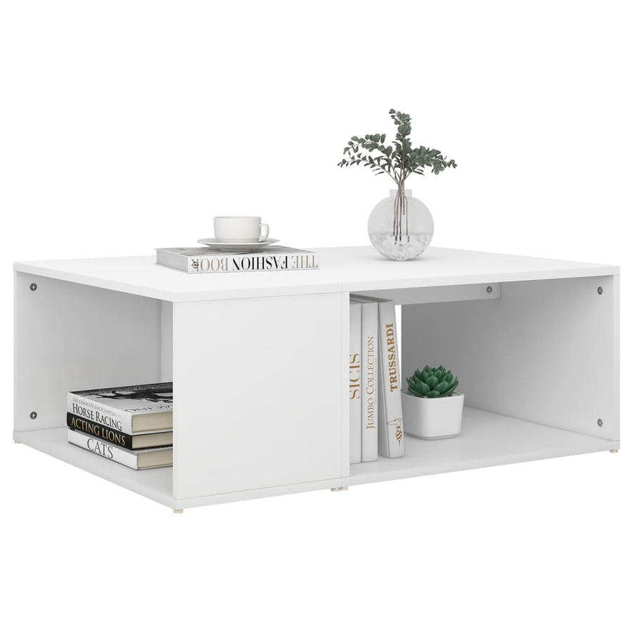 Salontafel 90X67X33 Cm Bewerkt Hout Wit