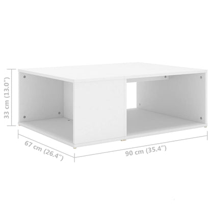 Salontafel 90X67X33 Cm Bewerkt Hout Wit