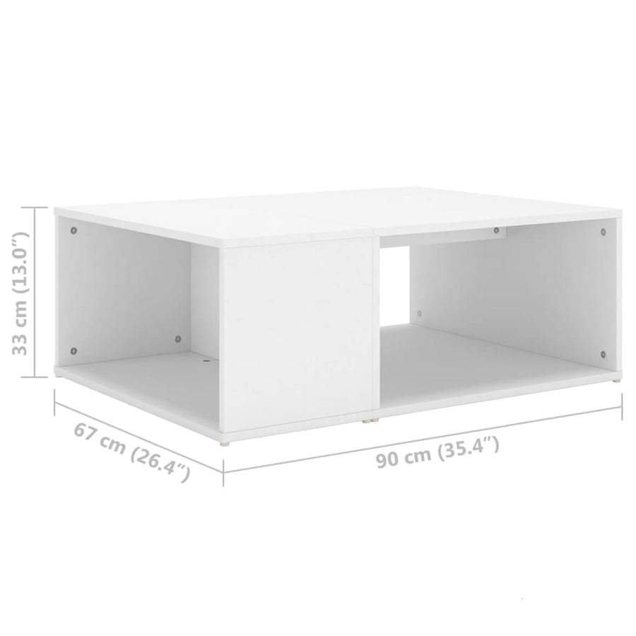 Salontafel 90X67X33 Cm Bewerkt Hout Wit