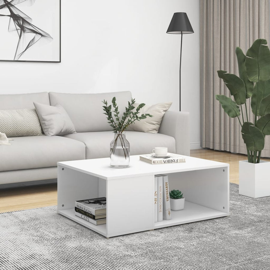 Salontafel 90X67X33 Cm Bewerkt Hout Wit