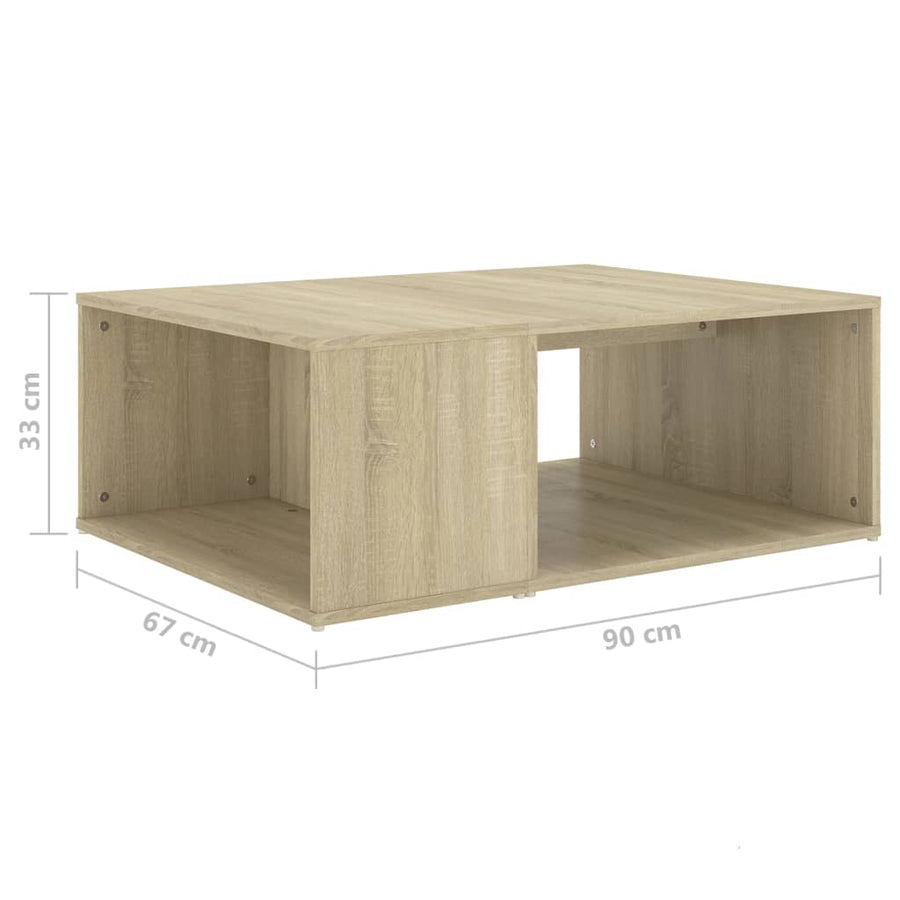 Salontafel 90X67X33 Cm Spaanplaat Kleurig Sonoma eiken