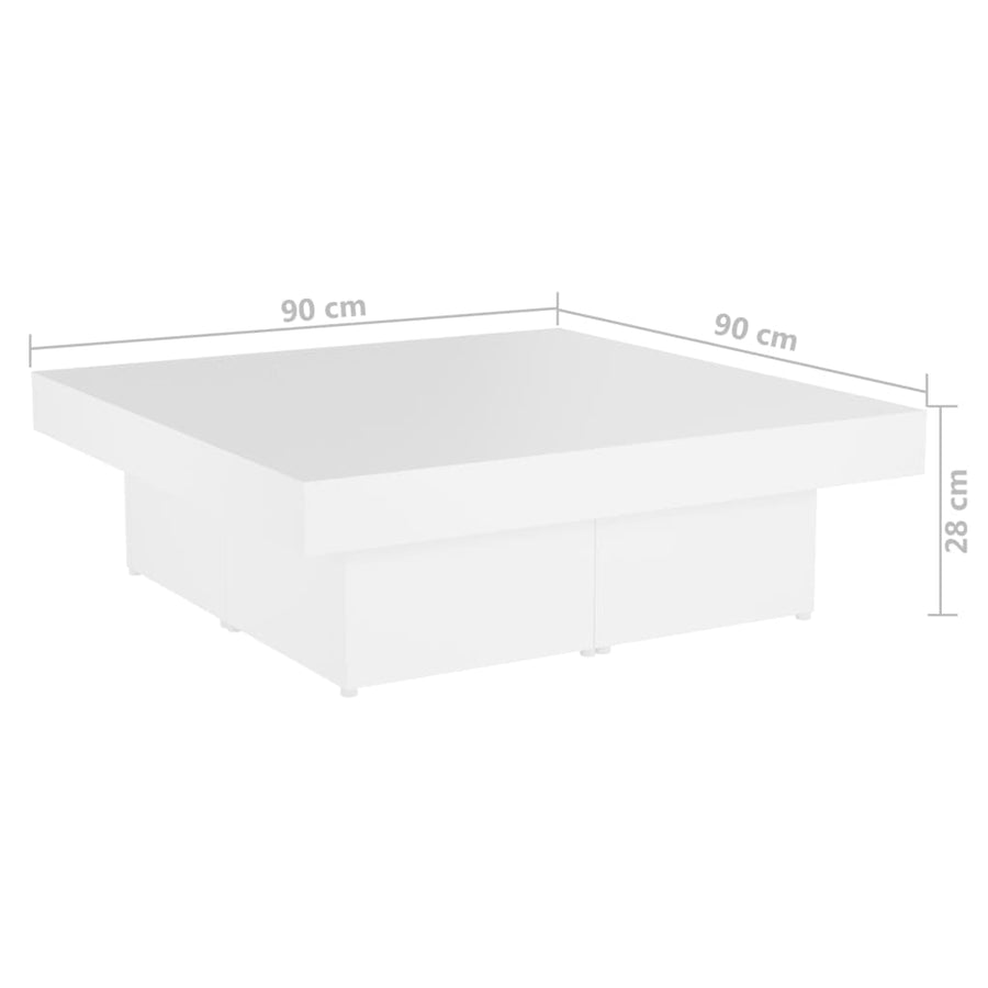 Salontafel 90X90X28 Cm Spaanplaat Wit