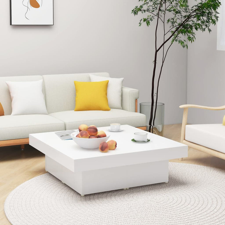 Salontafel 90X90X28 Cm Spaanplaat Wit